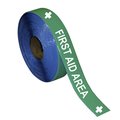 Superior Mark Floor Marking Message Tape, 2in x 100Ft , FIRST AID AREA KEEP CLEAR IN-40-705I